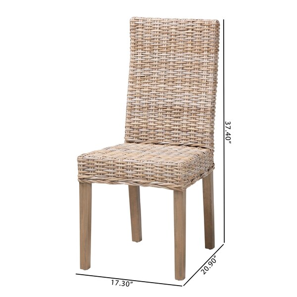 Bali & Pari Nevina Bohemian Grey Kubu Rattan and Mango Wood Dining Chair - 245-13710-ZORO
