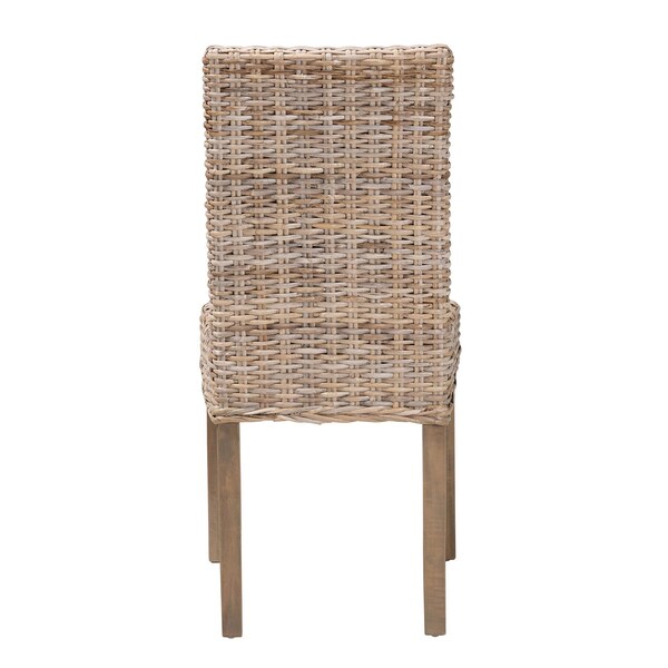 Bali & Pari Nevina Bohemian Grey Kubu Rattan and Mango Wood Dining Chair - 245-13710-ZORO