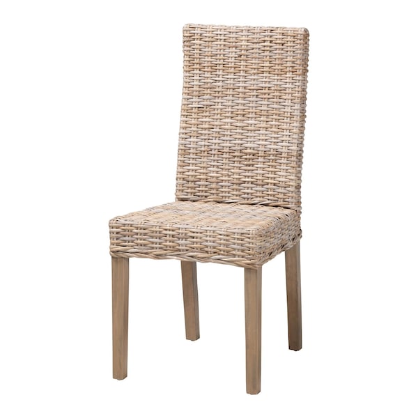 Bali & Pari Nevina Bohemian Grey Kubu Rattan and Mango Wood Dining Chair - 245-13710-ZORO