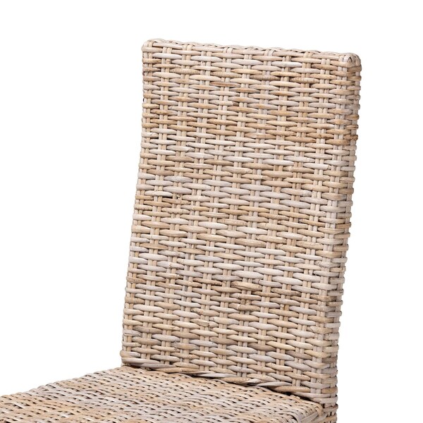 Bali & Pari Nevina Bohemian Grey Kubu Rattan and Mango Wood Dining Chair - 245-13710-ZORO