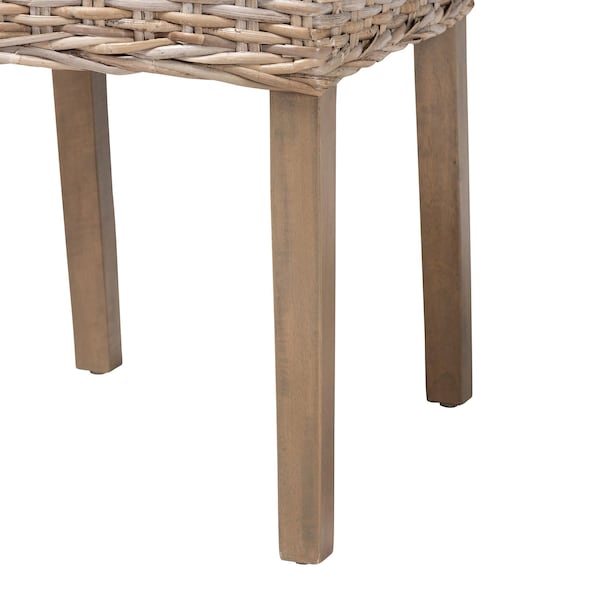 Bali & Pari Nevina Bohemian Grey Kubu Rattan and Mango Wood Dining Chair - 245-13710-ZORO