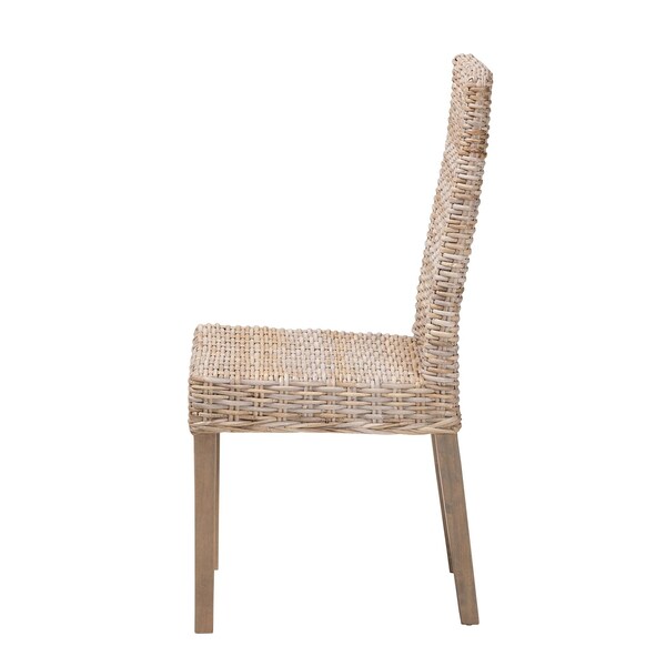 Bali & Pari Nevina Bohemian Grey Kubu Rattan and Mango Wood Dining Chair - 245-13710-ZORO