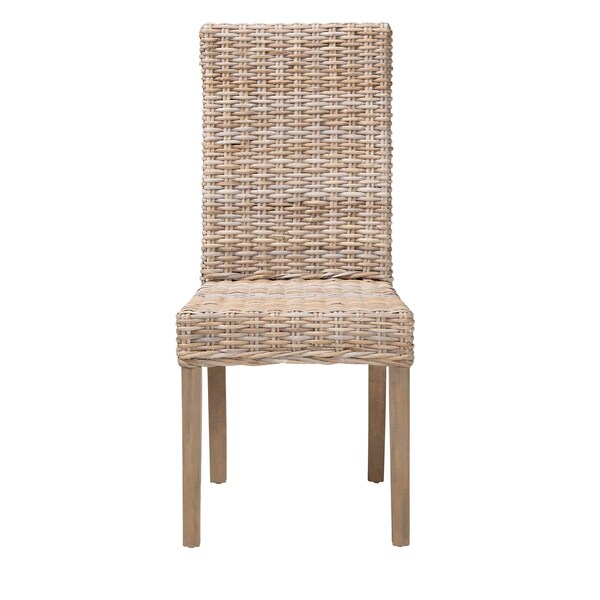 Bali & Pari Nevina Bohemian Grey Kubu Rattan and Mango Wood Dining Chair - 245-13710-ZORO