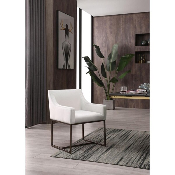 Homeroots Velvet Antique Brass Dining Chair, Beige - 472250