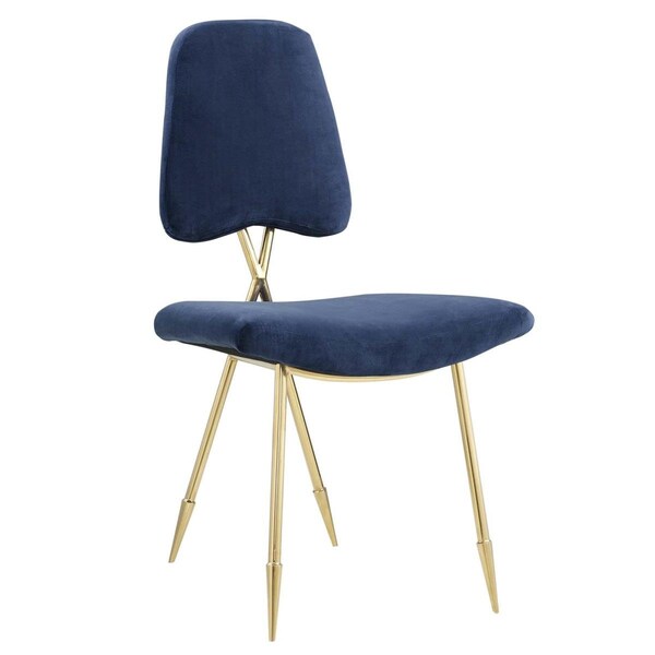 Modway Furniture Ponder Upholstered Velvet Dining Side Chair - Navy, 37 x 19.5 x 22 in. - EEI-2811-NAV