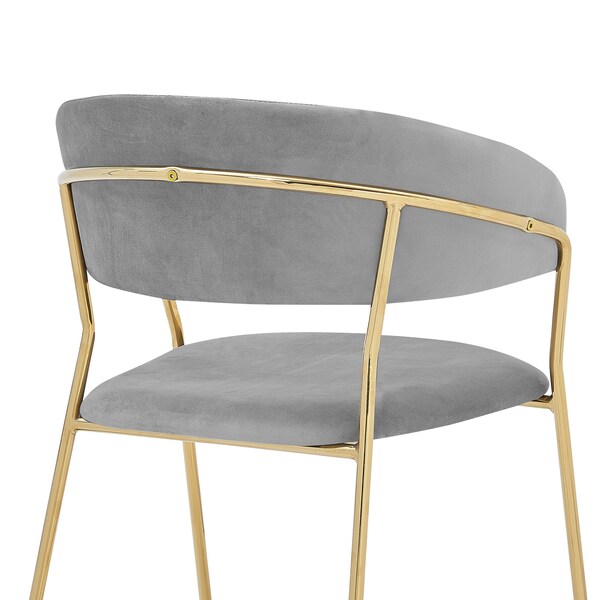 Armen Living Nara Modern Gray Velvet and Gold Metal Leg Dining Room Chairs - Set of 2 - LCNRSIGLGRY