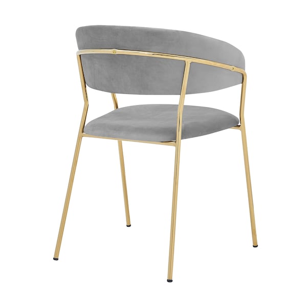 Armen Living Nara Modern Gray Velvet and Gold Metal Leg Dining Room Chairs - Set of 2 - LCNRSIGLGRY