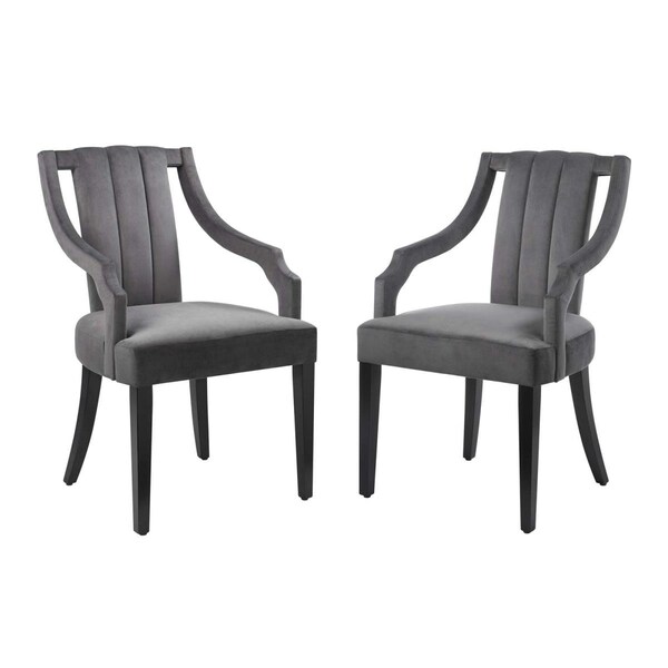 Modway Furniture Virtue Performance Velvet Dining Chairs, Gray - Set of 2 - EEI-4554-GRY