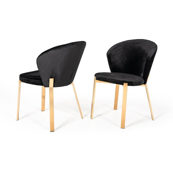 Homeroots Black Velvet Rosegold Dining Chairs - Set of 2 - 472168