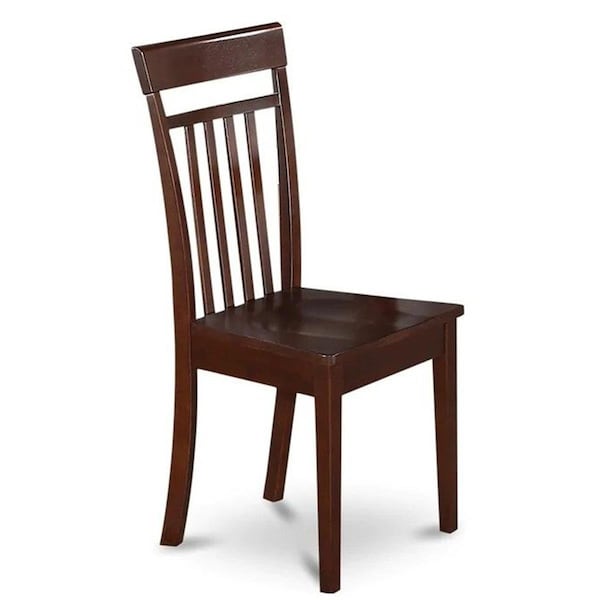 East West Furniture Capri slat back Chair with wood Seat- Mahogany, 2PK - CAC-MAH-W