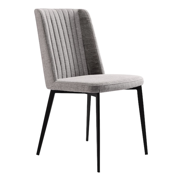 Armen Living Maine Contemporary Dining Chair in Matte Black Finish and Gray Fabric - Set of 2 - LCMNSIGR