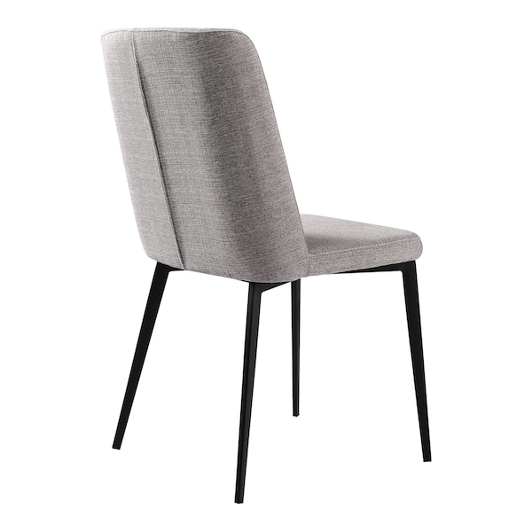 Armen Living Maine Contemporary Dining Chair in Matte Black Finish and Gray Fabric - Set of 2 - LCMNSIGR