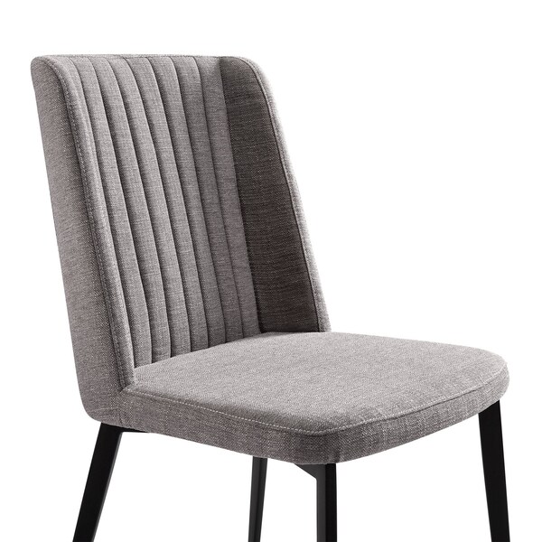 Armen Living Maine Contemporary Dining Chair in Matte Black Finish and Gray Fabric - Set of 2 - LCMNSIGR