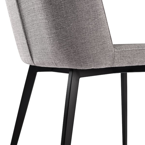 Armen Living Maine Contemporary Dining Chair in Matte Black Finish and Gray Fabric - Set of 2 - LCMNSIGR
