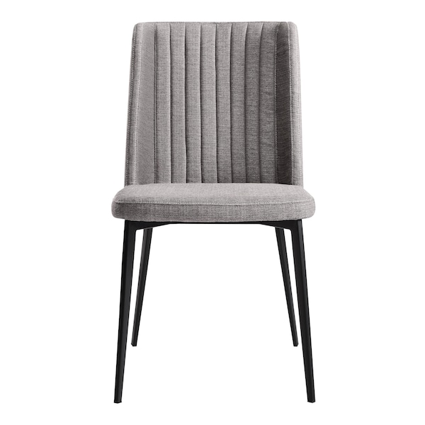Armen Living Maine Contemporary Dining Chair in Matte Black Finish and Gray Fabric - Set of 2 - LCMNSIGR