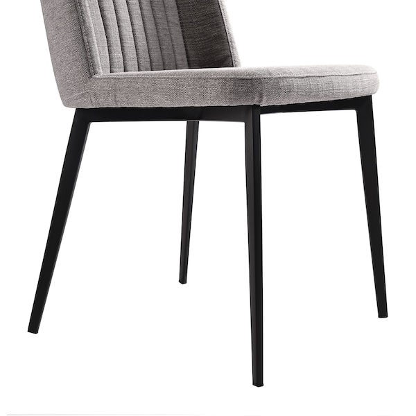 Armen Living Maine Contemporary Dining Chair in Matte Black Finish and Gray Fabric - Set of 2 - LCMNSIGR