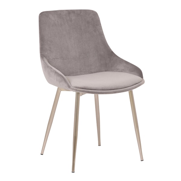 Armen Living Heidi Gray Velvet Dining Accent Chair with Chrome Metal Legs - LCHESICHRGR