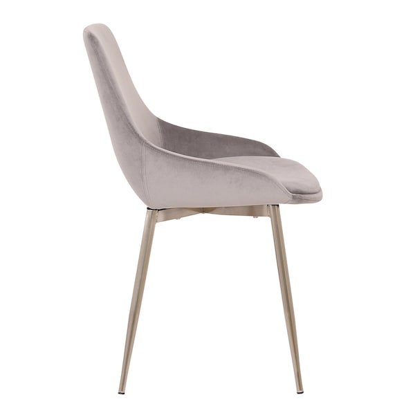 Armen Living Heidi Gray Velvet Dining Accent Chair with Chrome Metal Legs - LCHESICHRGR