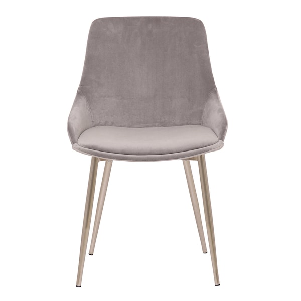 Armen Living Heidi Gray Velvet Dining Accent Chair with Chrome Metal Legs - LCHESICHRGR