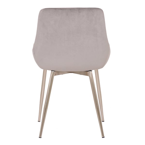 Armen Living Heidi Gray Velvet Dining Accent Chair with Chrome Metal Legs - LCHESICHRGR