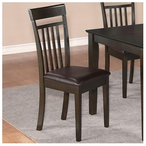 East West Furniture Capri slat back Chair with Leather Upholstered Seat- Cappuccino, 2PK - CAC-CAP-LC