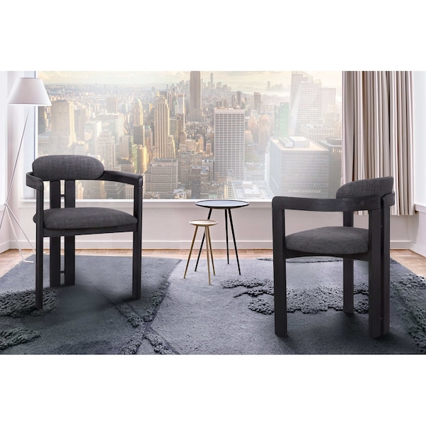 Armen Living Jazmin Contemporary Dining Chair in Black Brushed Wood Finish and Charcoal Fabric - Set of 2 - LCJZCHCHBL