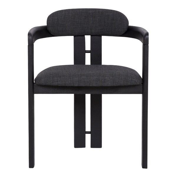 Armen Living Jazmin Contemporary Dining Chair in Black Brushed Wood Finish and Charcoal Fabric - Set of 2 - LCJZCHCHBL