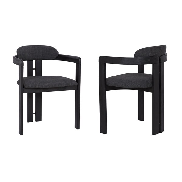 Armen Living Jazmin Contemporary Dining Chair in Black Brushed Wood Finish and Charcoal Fabric - Set of 2 - LCJZCHCHBL