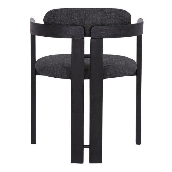 Armen Living Jazmin Contemporary Dining Chair in Black Brushed Wood Finish and Charcoal Fabric - Set of 2 - LCJZCHCHBL