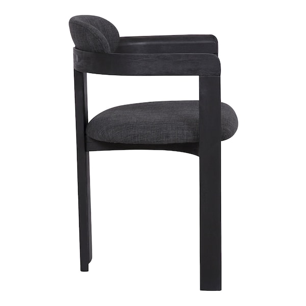 Armen Living Jazmin Contemporary Dining Chair in Black Brushed Wood Finish and Charcoal Fabric - Set of 2 - LCJZCHCHBL