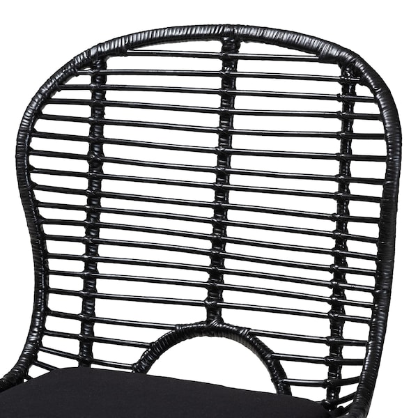 Baxton Studio Brenna Modern Bohemian Black Finished Rattan and Metal 2-Piece Dining Chair Set, PR - 231-2PC-12827-ZORO