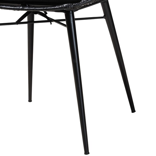 Baxton Studio Brenna Modern Bohemian Black Finished Rattan and Metal 2-Piece Dining Chair Set, PR - 231-2PC-12827-ZORO