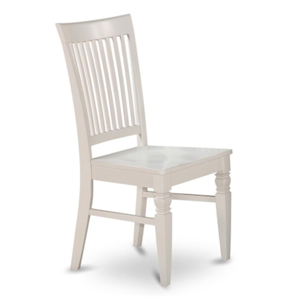 East West Furniture Weston Dining Chair with Wood Seat in Linen White Finish Pack of 2 - WEC-WHI-W
