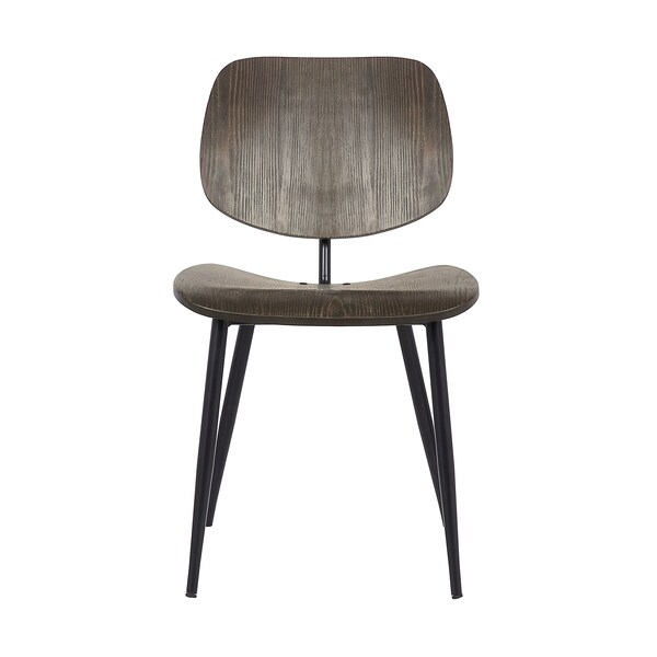 Armen Living Miki Mid-Century Black and Walnut Wood Dining Accent Chairs (Set of 2) - LCMKSIWA