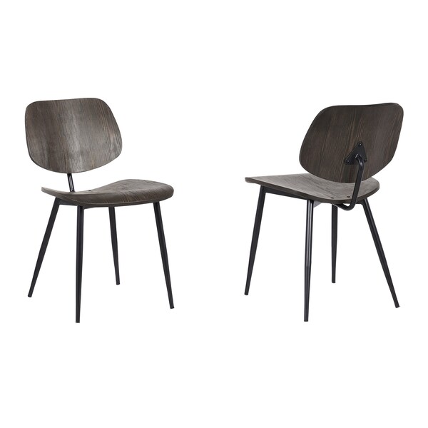 Armen Living Miki Mid-Century Black and Walnut Wood Dining Accent Chairs (Set of 2) - LCMKSIWA