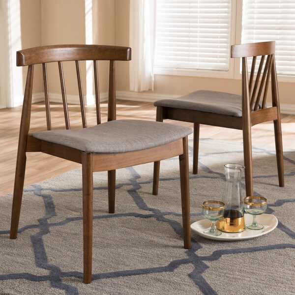 Baxton Studio Wyatt Mid-Century Modern Walnut Wood Dining Chair, PK2 - 142-8021
