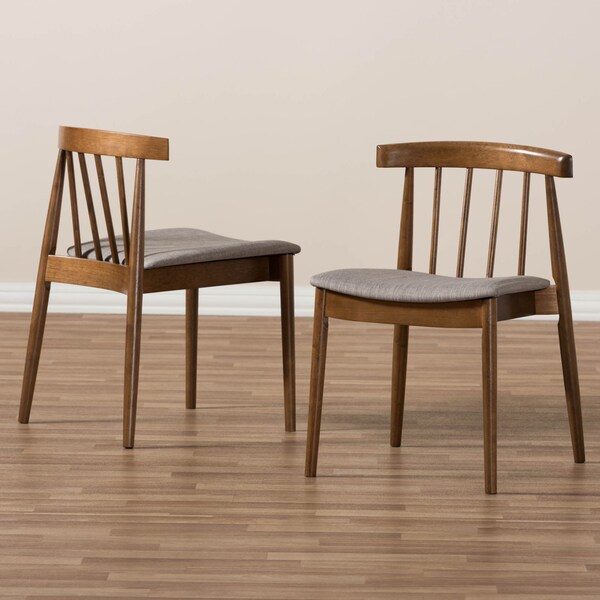 Baxton Studio Wyatt Mid-Century Modern Walnut Wood Dining Chair, PK2 - 142-8021