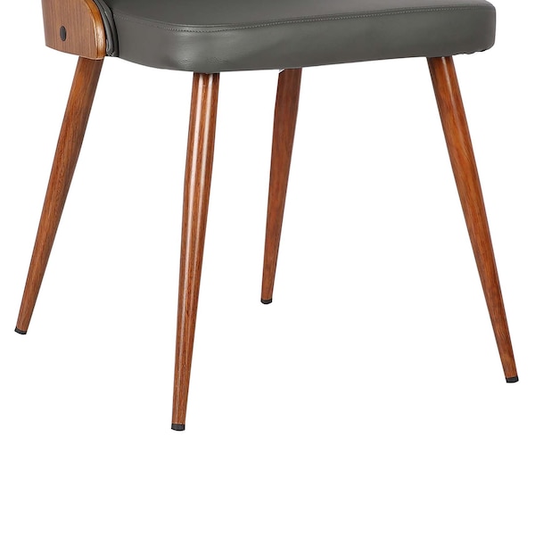 Armen Living Lily Mid-Century Dining Chair in Walnut Finish and Gray Faux Leather - LCLLSIWAGRAY