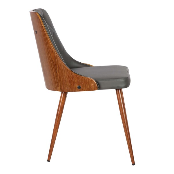 Armen Living Lily Mid-Century Dining Chair in Walnut Finish and Gray Faux Leather - LCLLSIWAGRAY