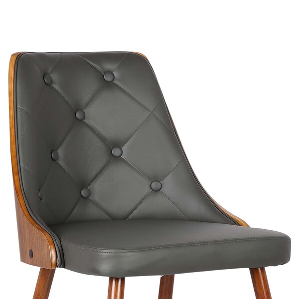 Armen Living Lily Mid-Century Dining Chair in Walnut Finish and Gray Faux Leather - LCLLSIWAGRAY