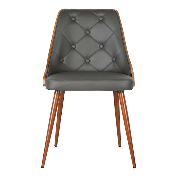 Armen Living Lily Mid-Century Dining Chair in Walnut Finish and Gray Faux Leather - LCLLSIWAGRAY