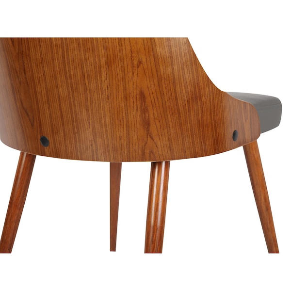 Armen Living Lily Mid-Century Dining Chair in Walnut Finish and Gray Faux Leather - LCLLSIWAGRAY