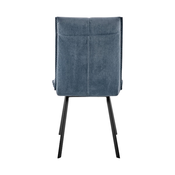 Armen Living Rylee Dining Room Accent Chair in Blue Fabric and Black Finish - Set of 2 - LCRYSIBLU