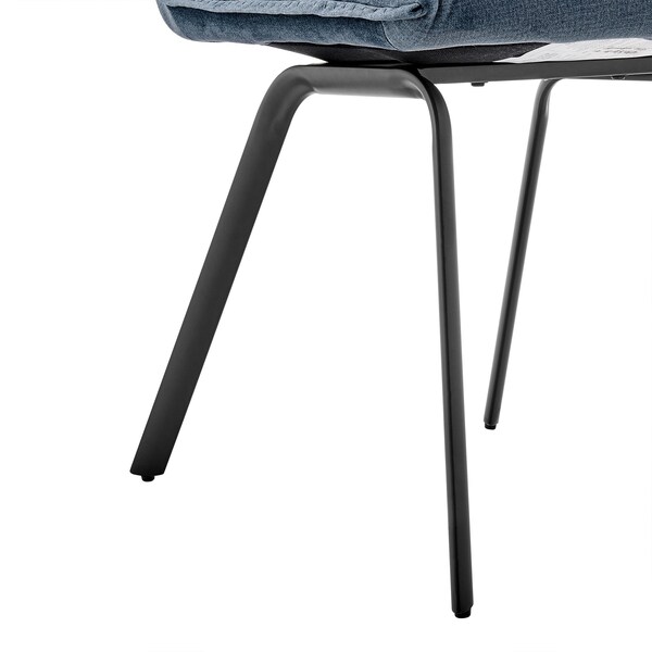 Armen Living Rylee Dining Room Accent Chair in Blue Fabric and Black Finish - Set of 2 - LCRYSIBLU