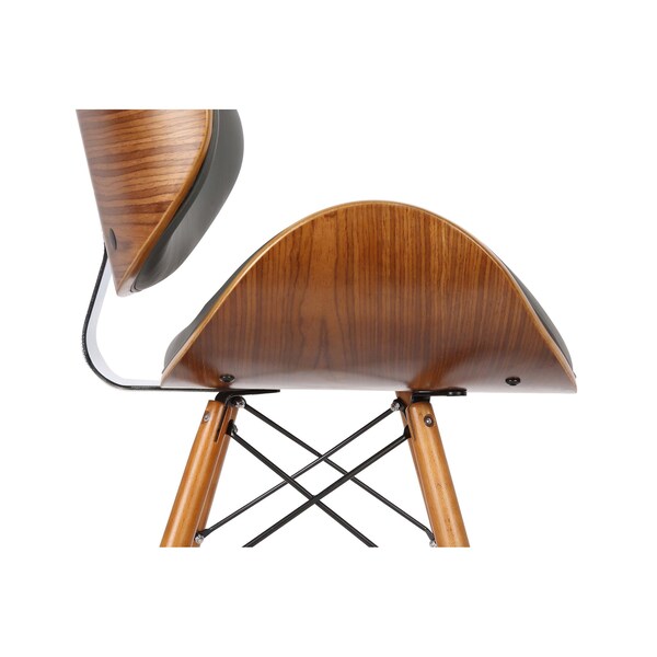 Armen Living Cassie Mid-Century Dining Chair in Walnut Wood and Gray Faux Leather - LCCASIWAGRAY