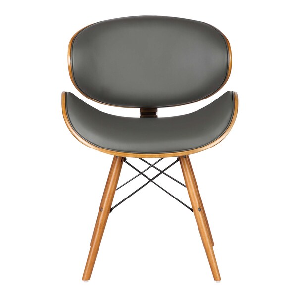 Armen Living Cassie Mid-Century Dining Chair in Walnut Wood and Gray Faux Leather - LCCASIWAGRAY