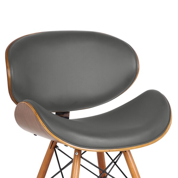 Armen Living Cassie Mid-Century Dining Chair in Walnut Wood and Gray Faux Leather - LCCASIWAGRAY