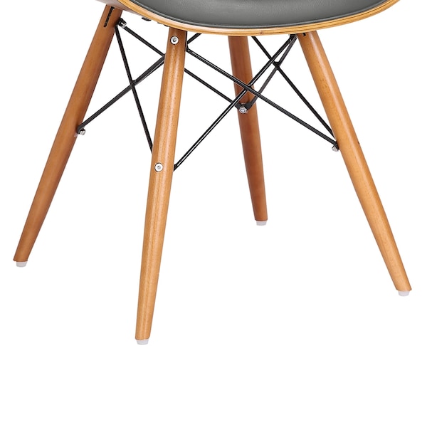 Armen Living Cassie Mid-Century Dining Chair in Walnut Wood and Gray Faux Leather - LCCASIWAGRAY