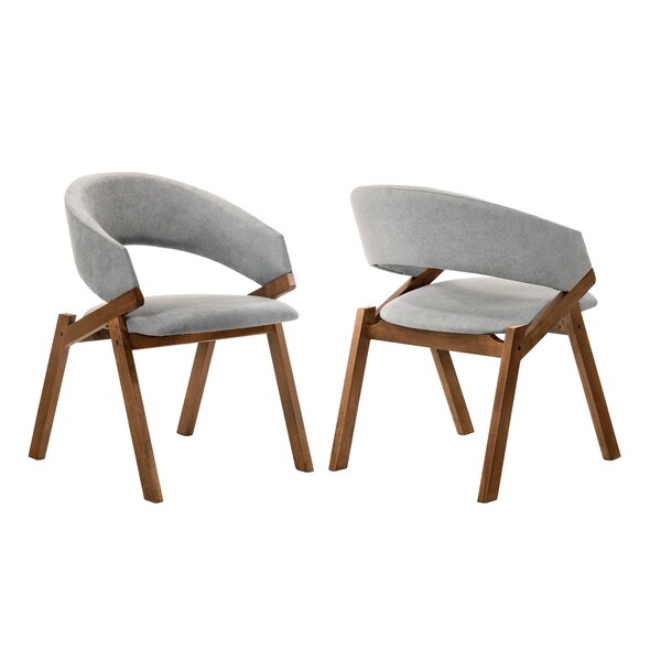 Armen Living Talulah Gray Fabric and Walnut Veneer Dining Side Chairs - Set of 2 - LCTASIGRWA
