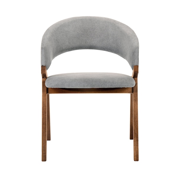 Armen Living Talulah Gray Fabric and Walnut Veneer Dining Side Chairs - Set of 2 - LCTASIGRWA